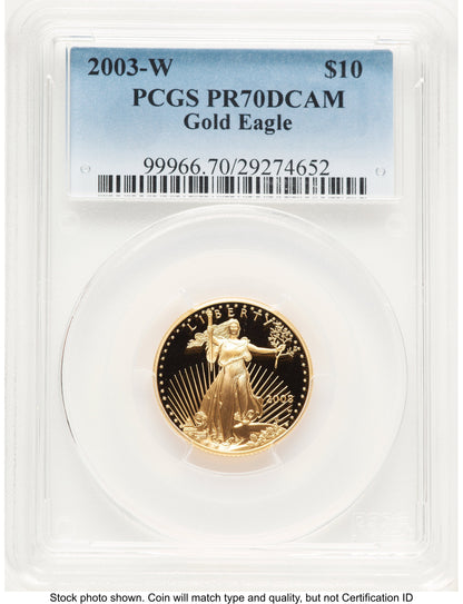 2003-W Proof Gold Eagle 1/4 oz Blue Gradient PCGS PR70