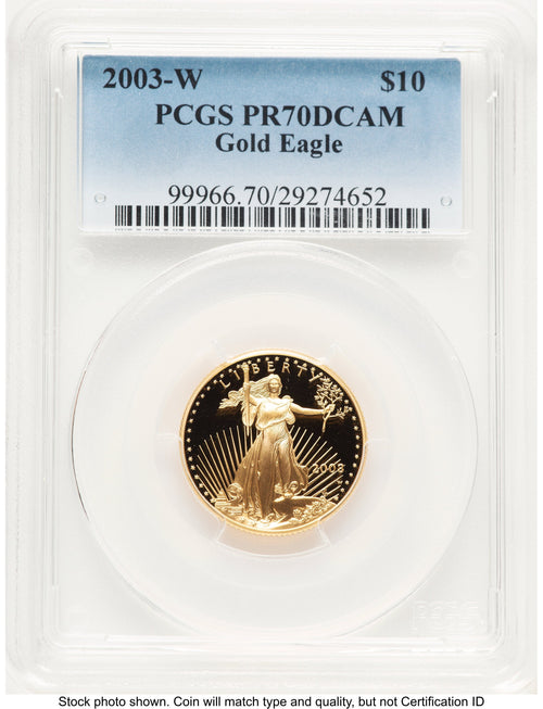 2003-W Proof Gold Eagle 1/4 oz Blue Gradient PCGS PR70