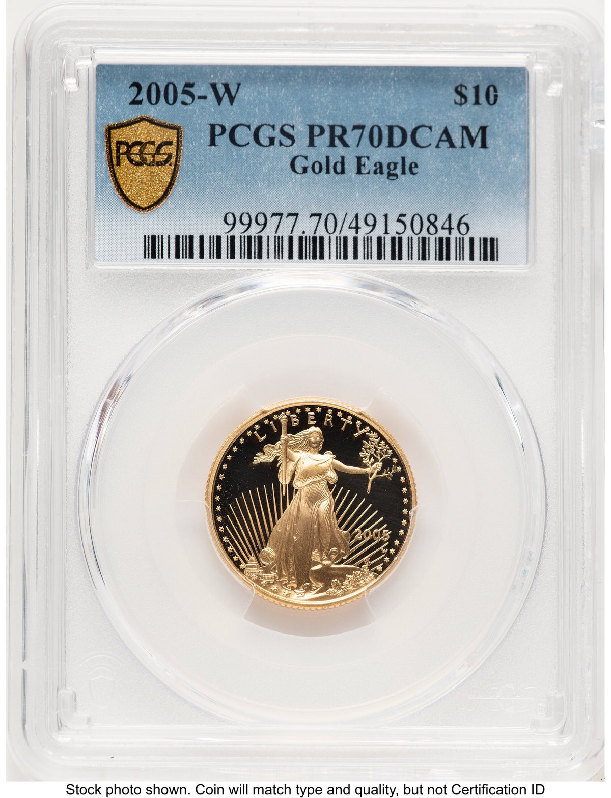 2005-W Proof Gold Eagle 1/4 oz Blue Gradient PCGS PR70