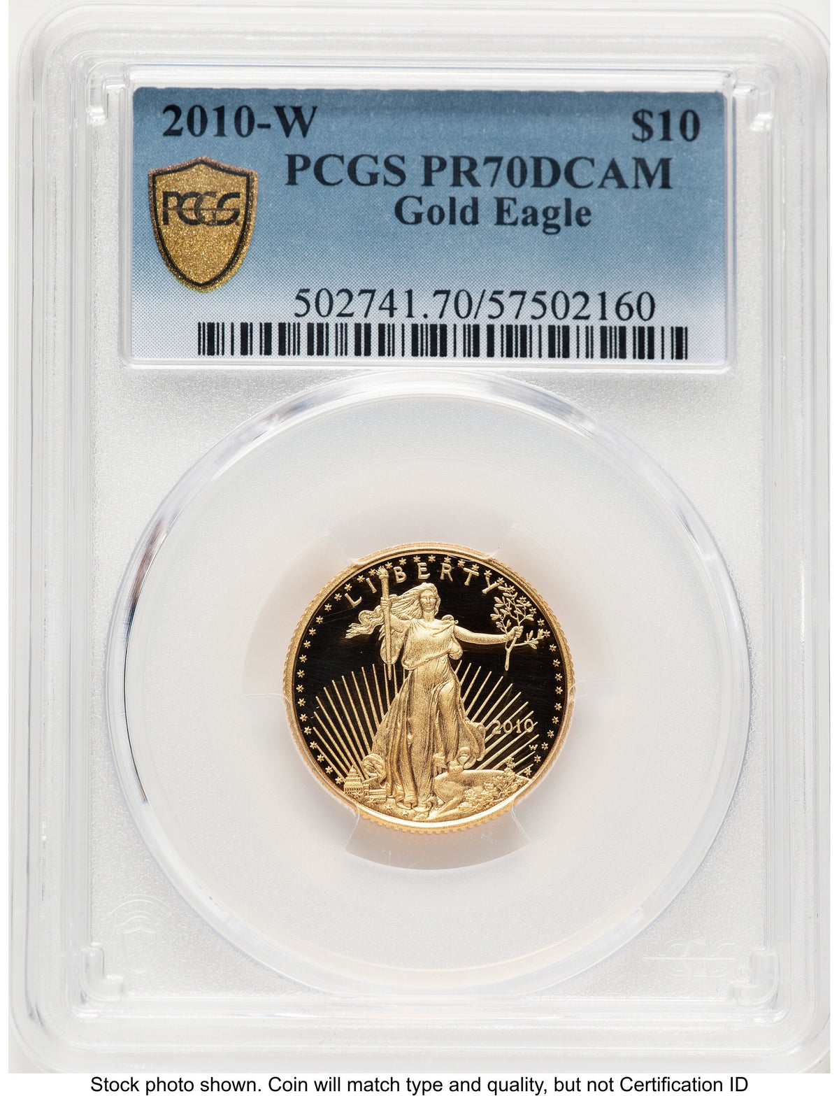 2010-W Proof Gold Eagle 1/4 oz Blue Gradient PCGS PR70