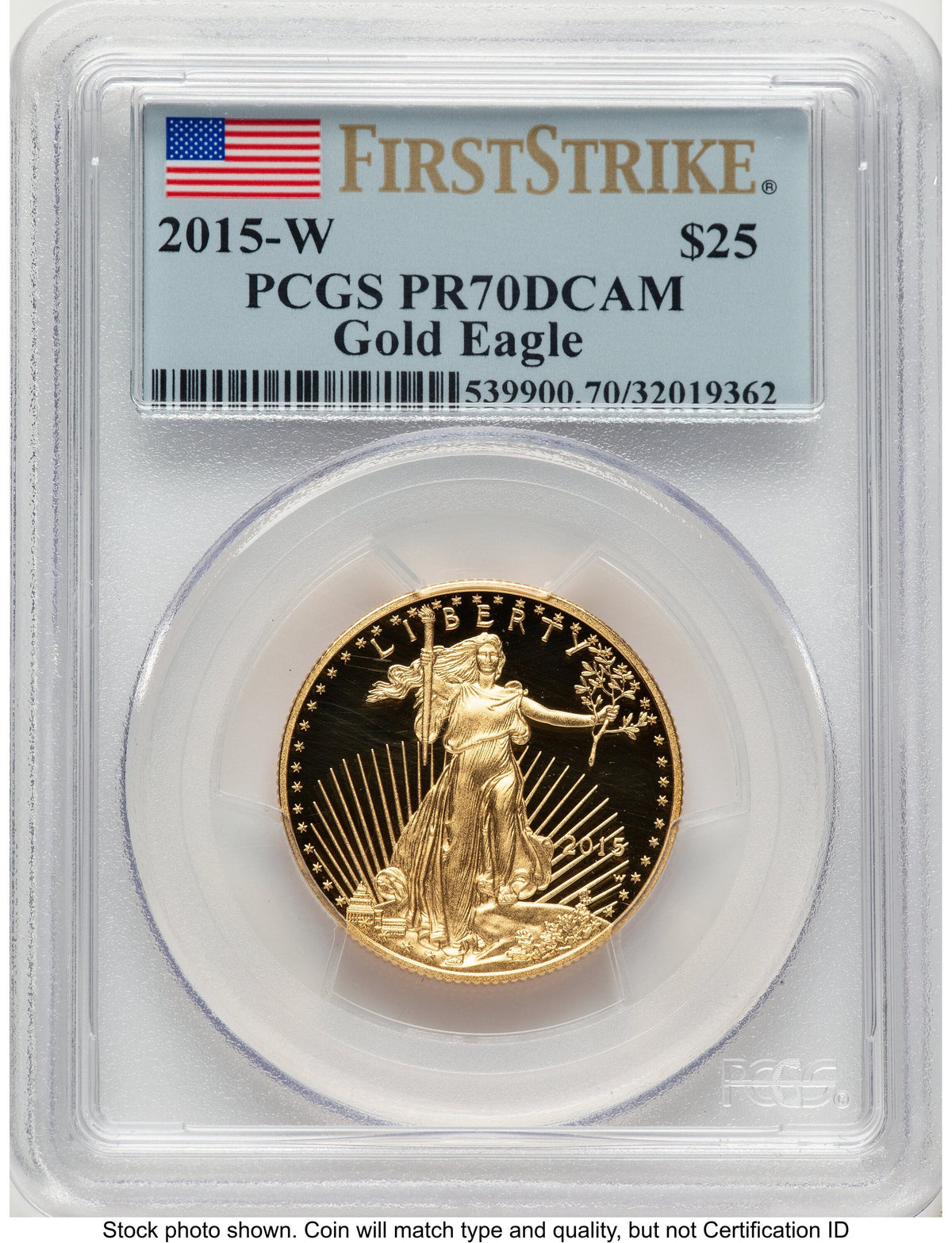 2015-W Proof Gold Eagle 1/2 oz FS Flag PCGS PR70