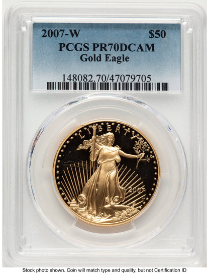 2007-W Proof Gold Eagle 1 oz Blue Gradient PCGS PR70