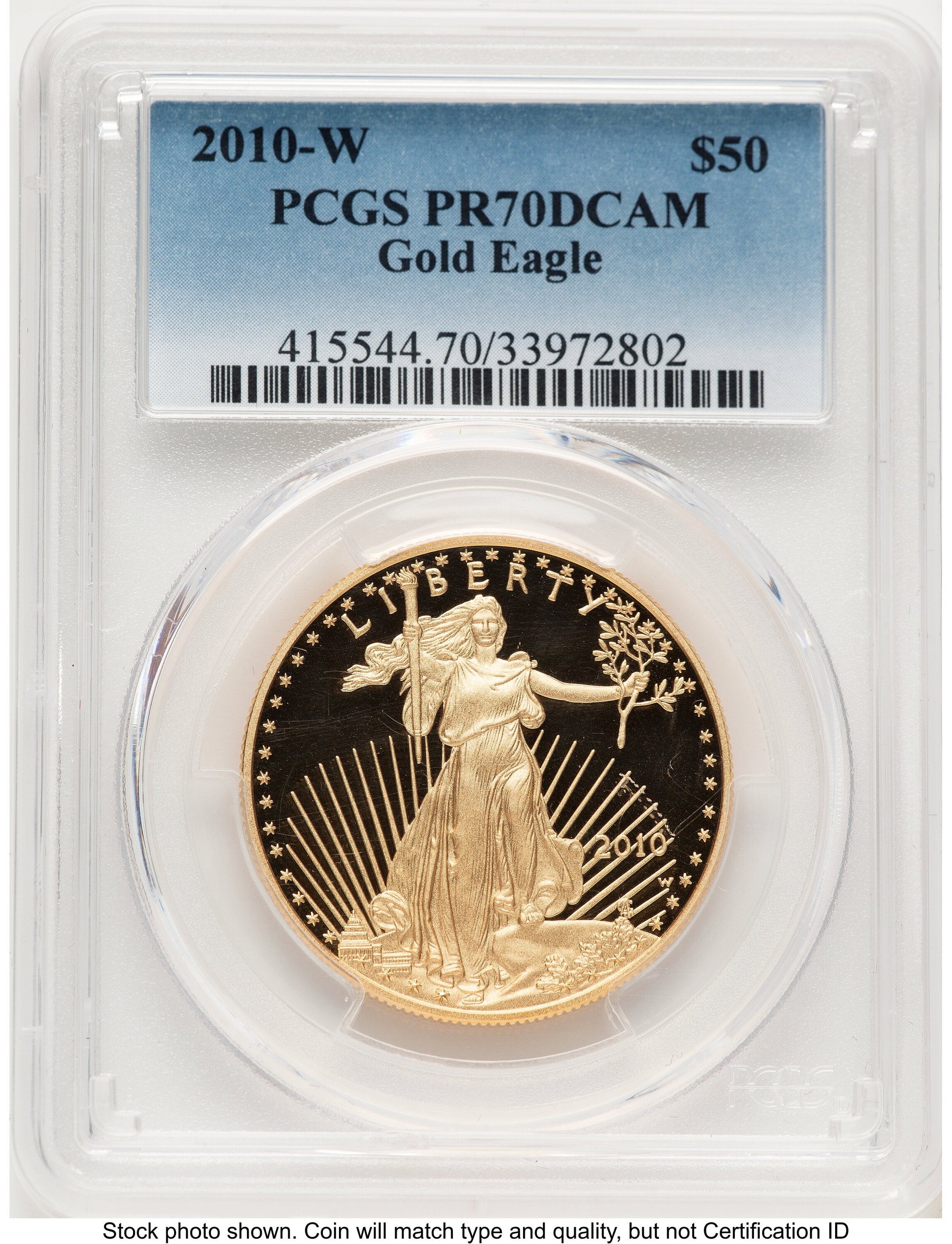2010-W Proof Gold Eagle 1 oz Blue Gradient PCGS PR70