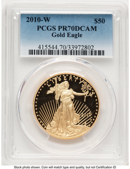 2010-W Proof Gold Eagle 1 oz Blue Gradient PCGS PR70