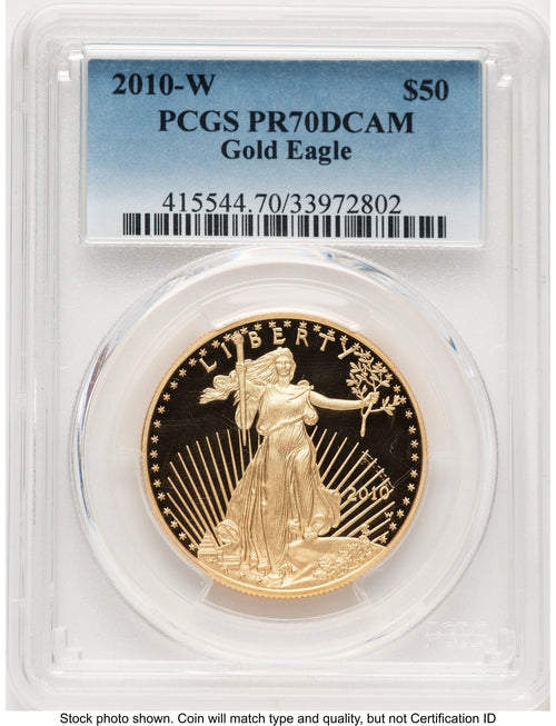 2010-W Proof Gold Eagle 1 oz Blue Gradient PCGS PR70