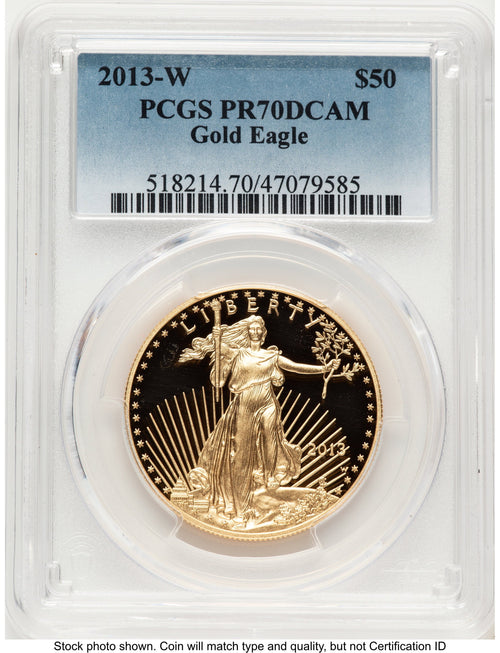 2013-W Proof Gold Eagle 1 oz Blue Gradient PCGS PR70