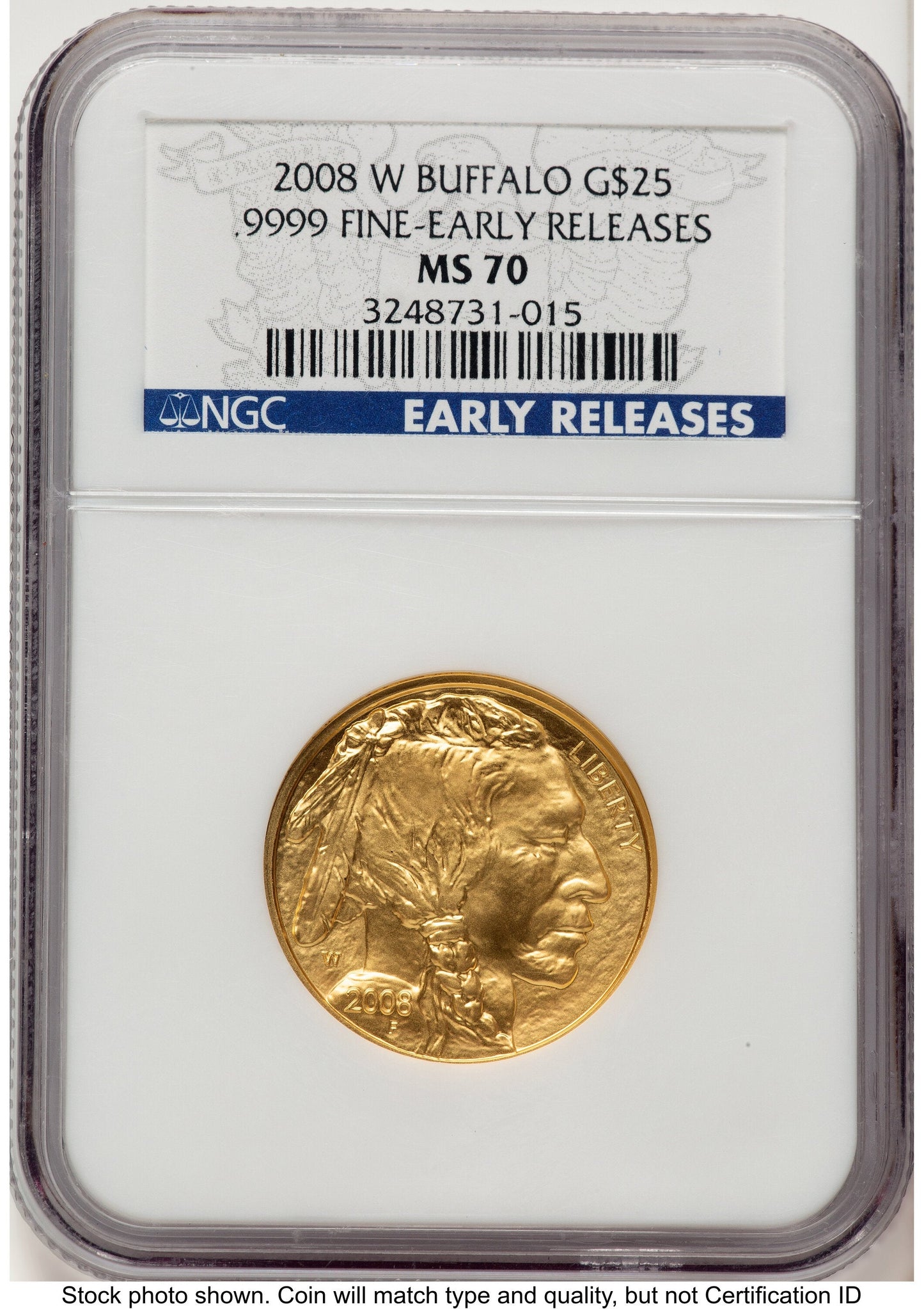 2008-W Burnished Gold Buffalo 1/2 oz ER Blue NGC MS70