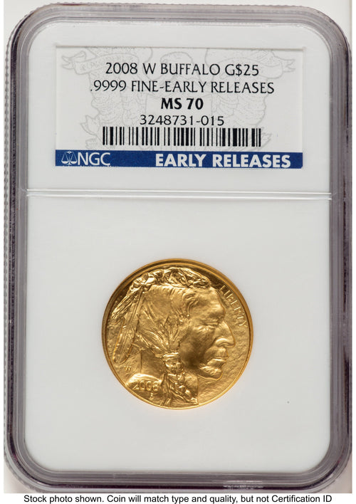 2008-W Burnished Gold Buffalo 1/2 oz ER Blue NGC MS70