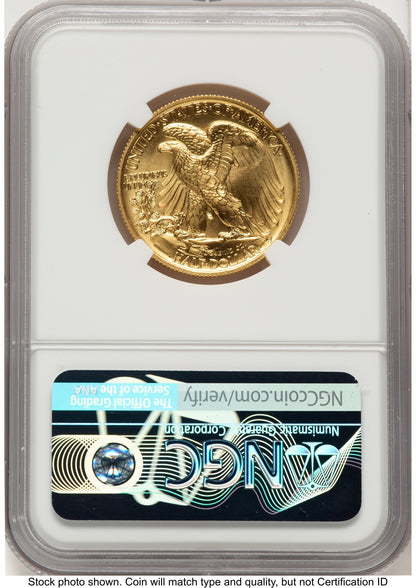 2016-W 50C Walking Liberty 100th Anniversary Gold Centennial Mike Castle NGC MS70