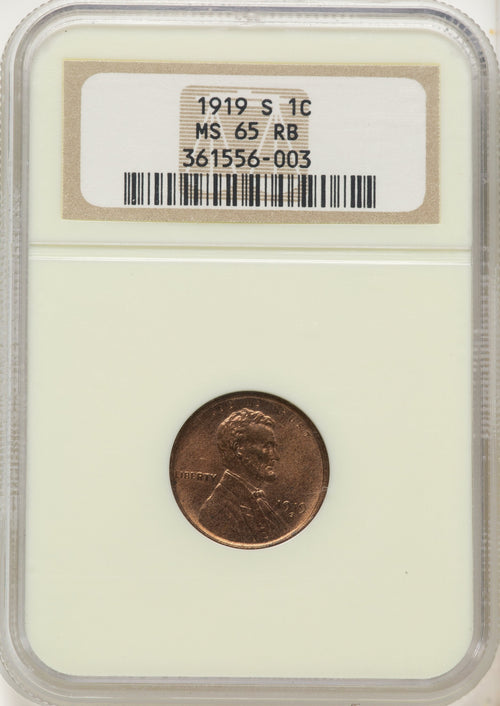 1919-S 1C RB Lincoln Cent NGC MS65