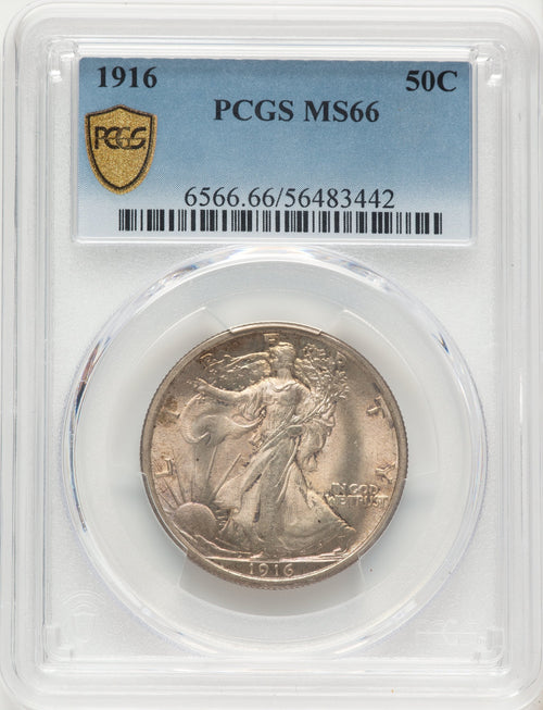 1916 50C Walking Liberty Half Dollar PCGS MS66