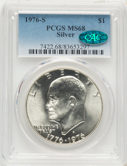 1976-S SILVER CAC Eisenhower Dollar PCGS MS68