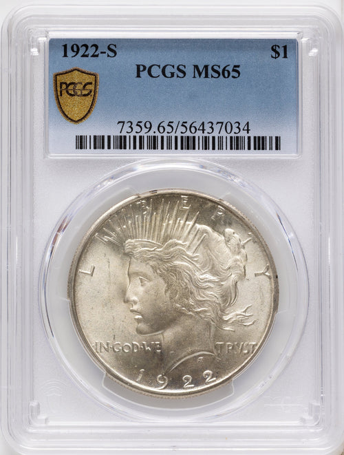 1922-S Peace Dollar PCGS MS65