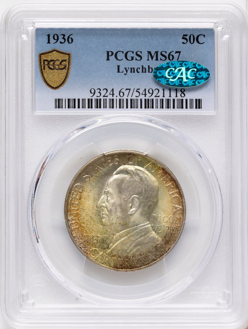 1936 50C Lynchburg CAC Commemorative Silver PCGS MS67