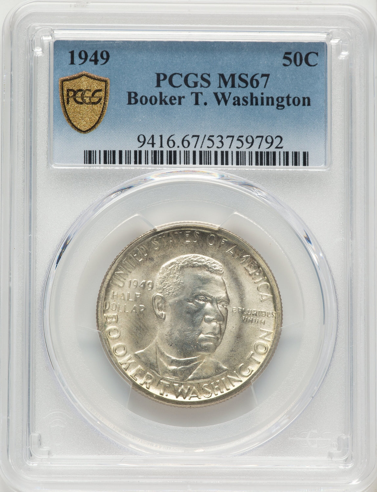 1949 50C Booker T. Washington Commemorative Silver PCGS MS67