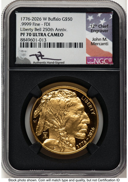 2026-W Proof Gold Buffalo 1 oz FDI John NGC PF70 Mercanti