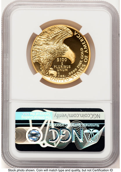 2019-W G$100 American Liberty High Relief Enhanced 2021 West Point Mint Hoard Bunting Flag NGC MS70