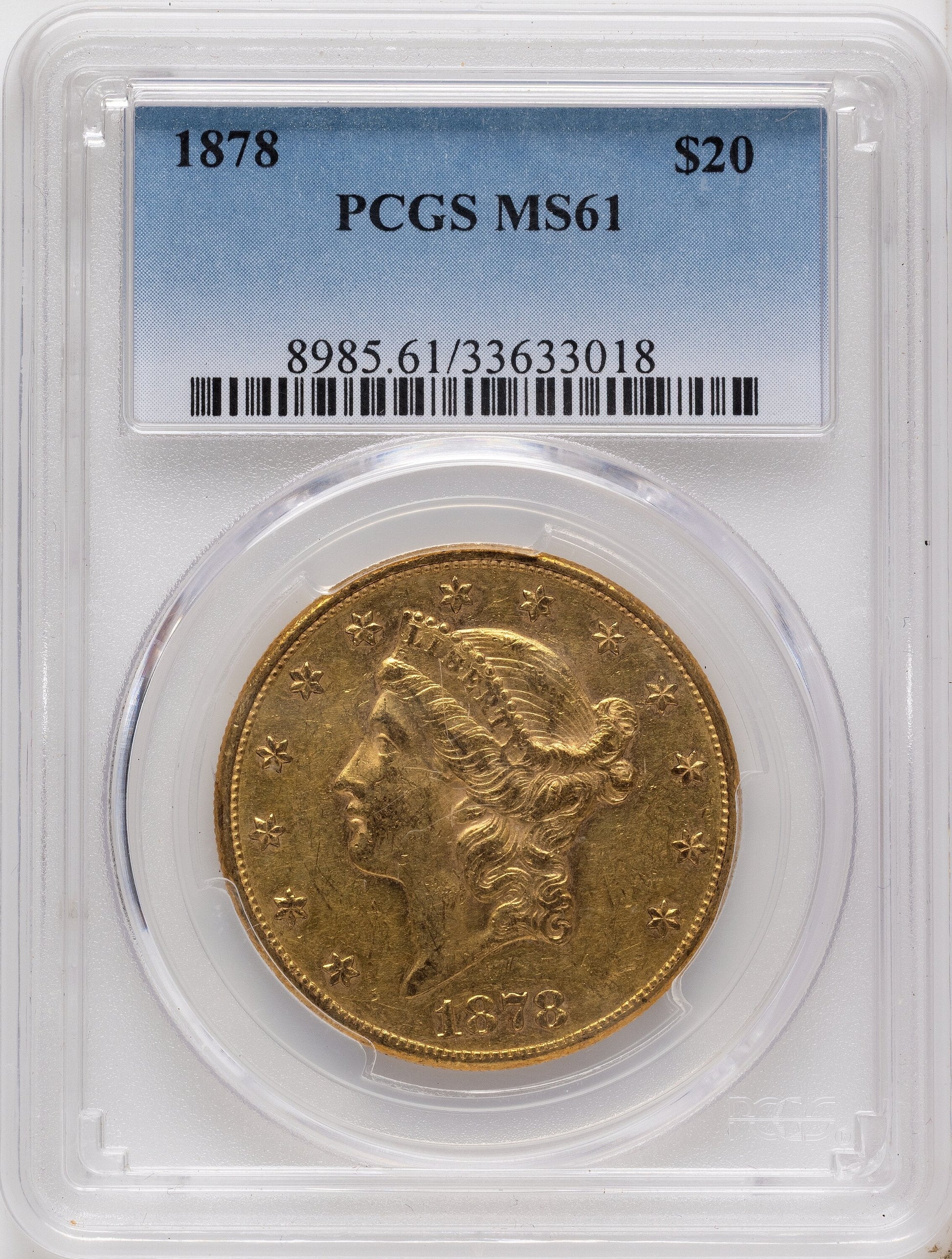 1878 $20 Liberty Double Eagle PCGS MS61