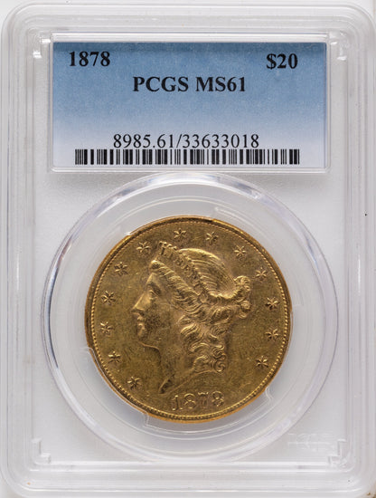 1878 $20 Liberty Double Eagle PCGS MS61
