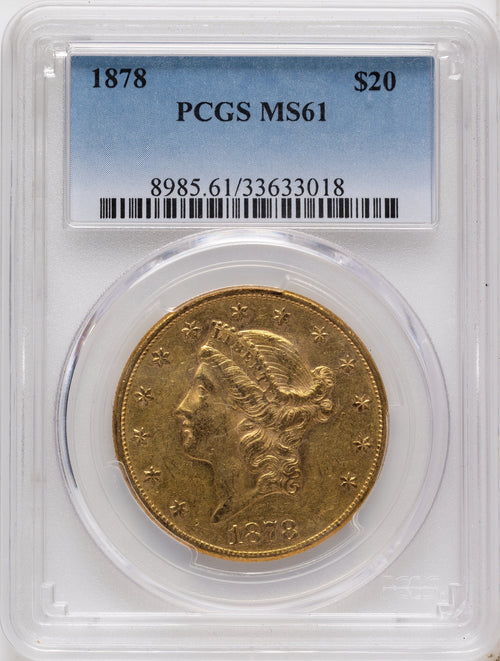 1878 $20 Liberty Double Eagle PCGS MS61