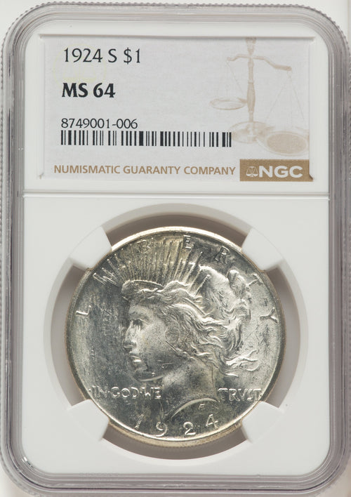 1924-S Peace Dollar NGC MS64