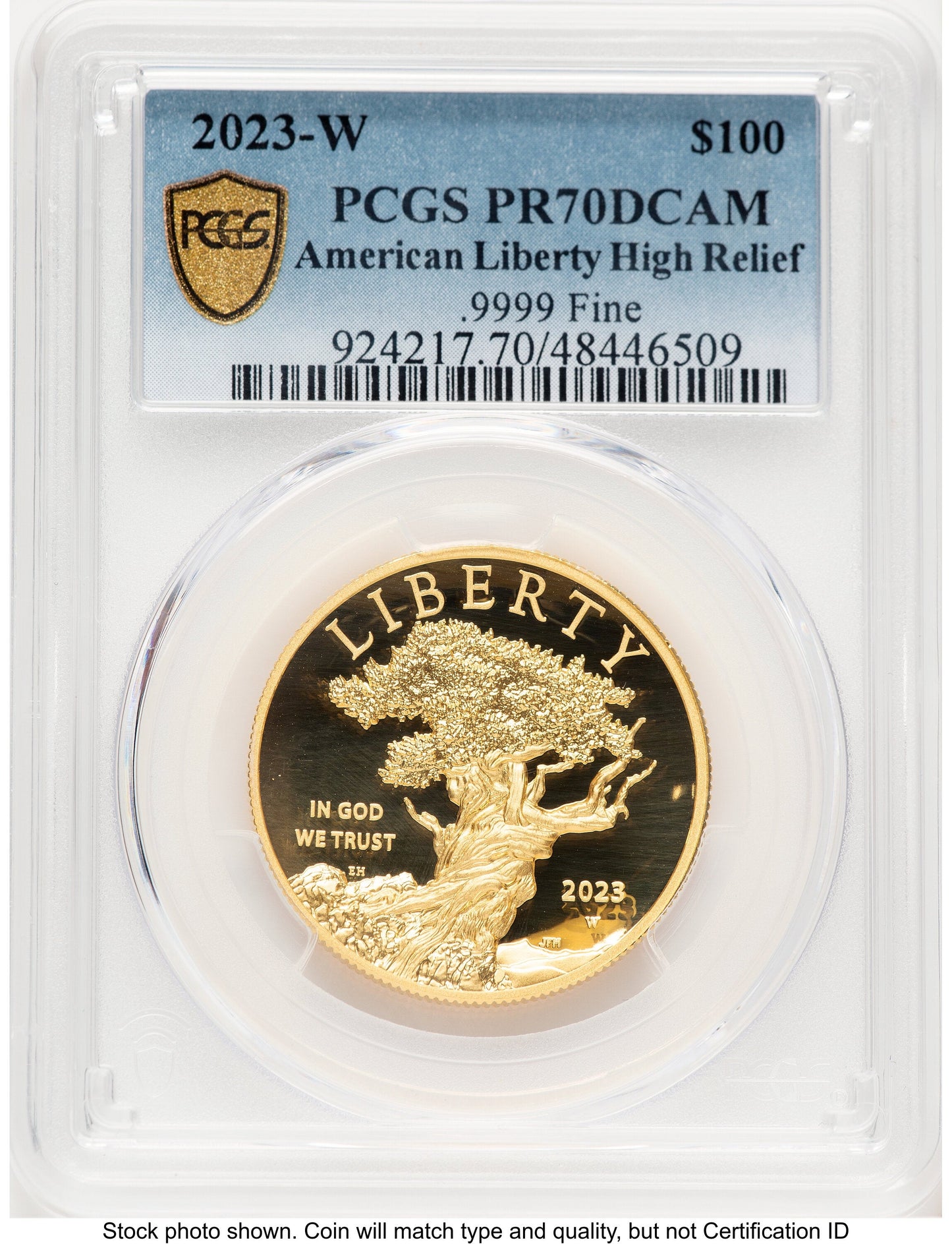 2023-W G$100 American Liberty High Relief Blue Gradient PCGS PR70