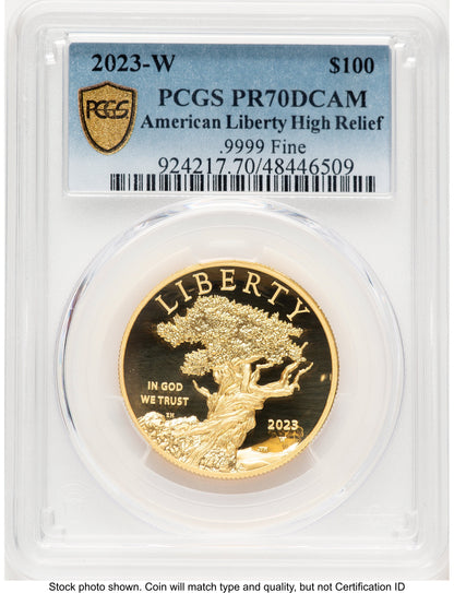 2023-W G$100 American Liberty High Relief Blue Gradient PCGS PR70