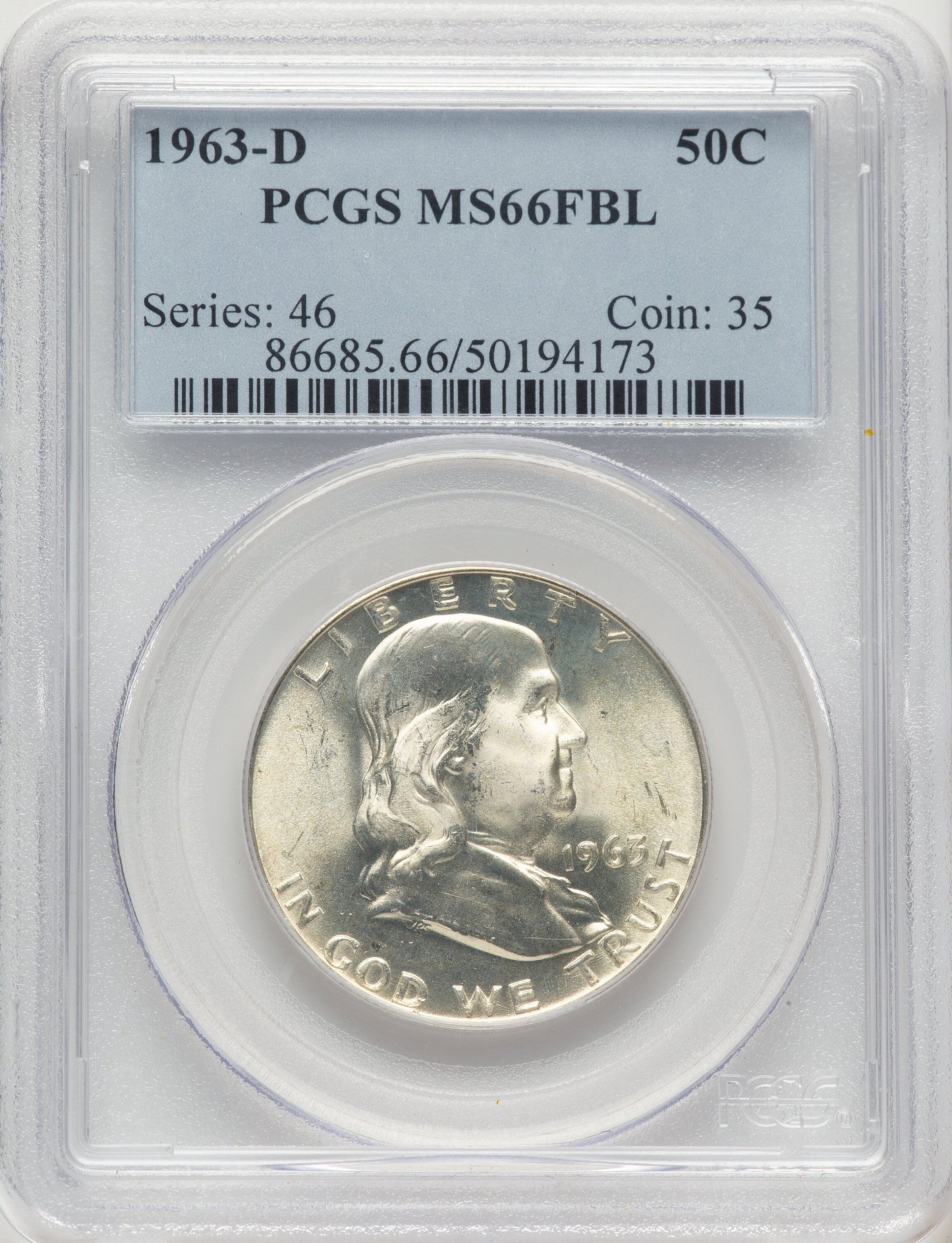 1963-D 50C FL Franklin Half Dollar PCGS MS66
