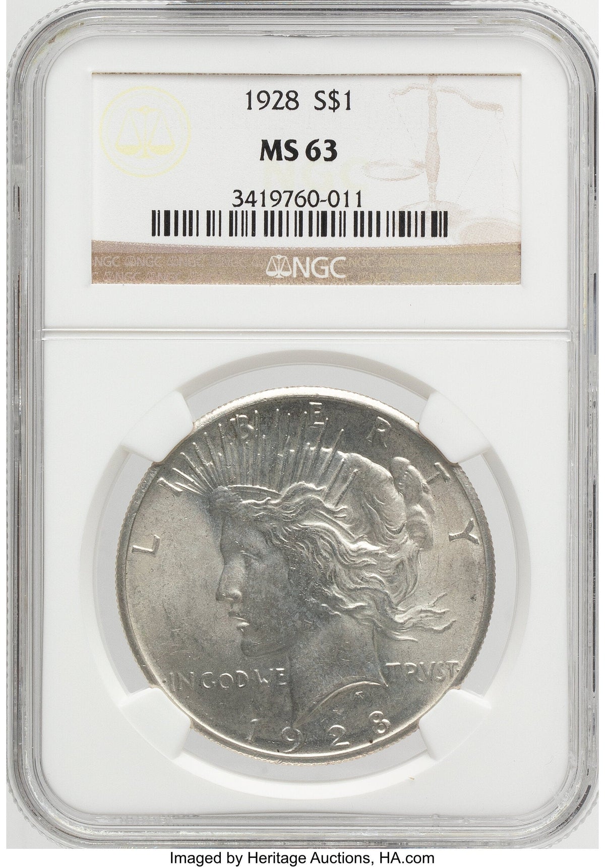 1928 Peace Dollar NGC MS63