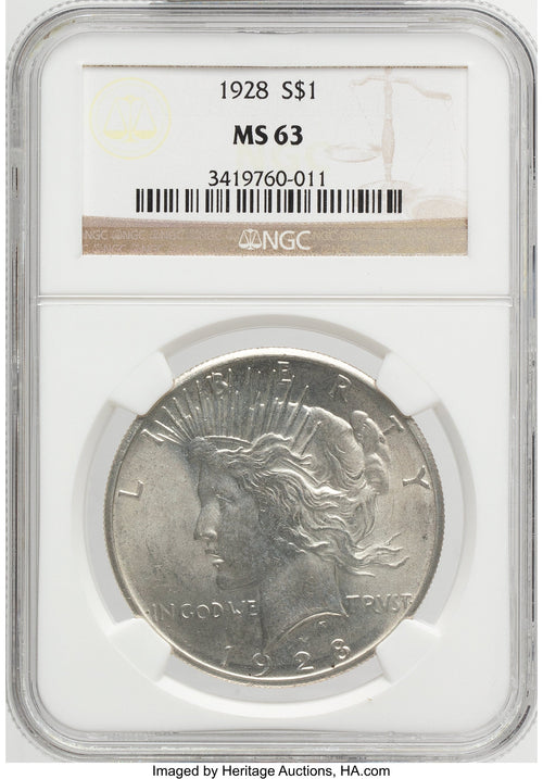 1928 Peace Dollar NGC MS63