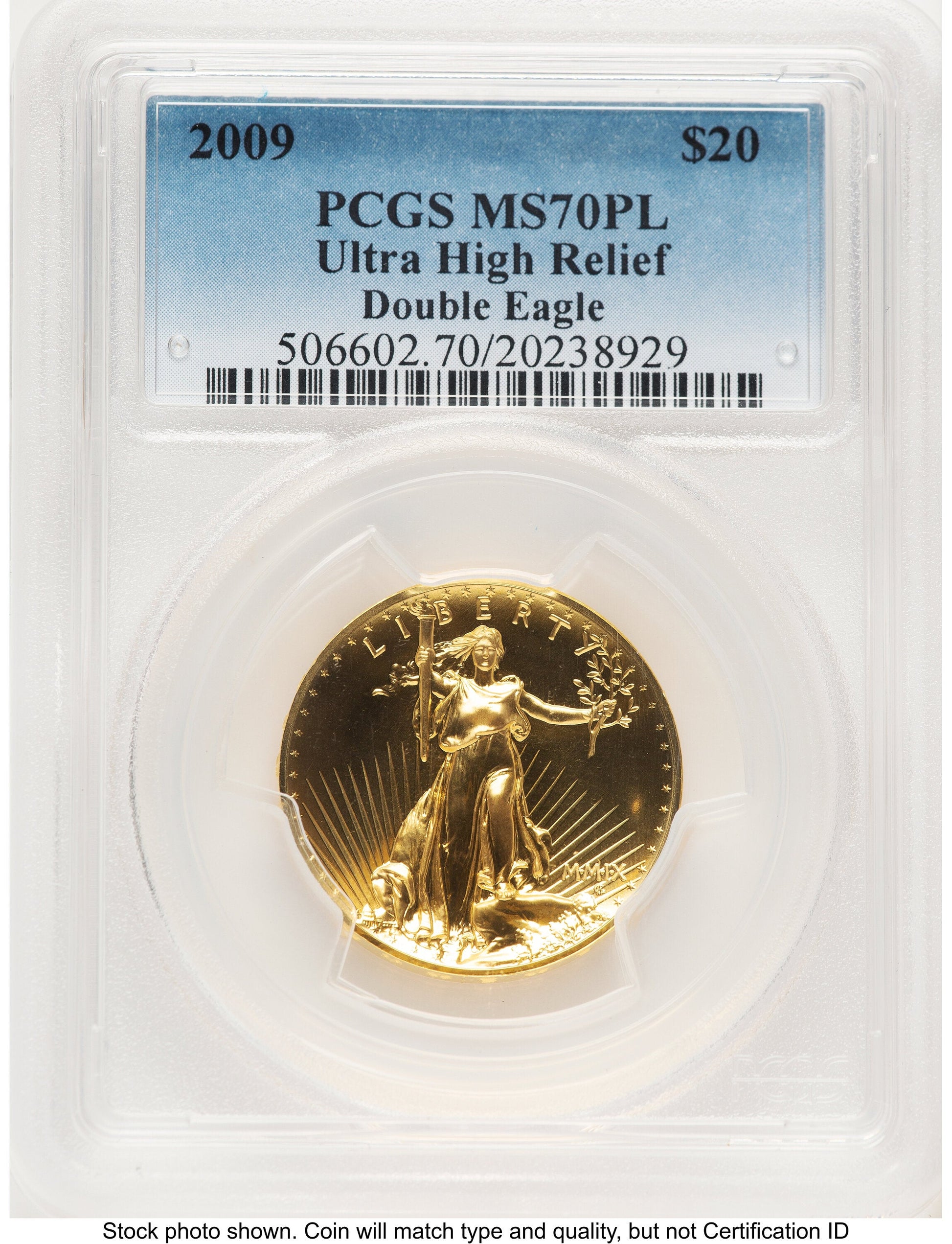 2009 G$20 Ultra High Relief PL Blue Gradient PCGS MS70