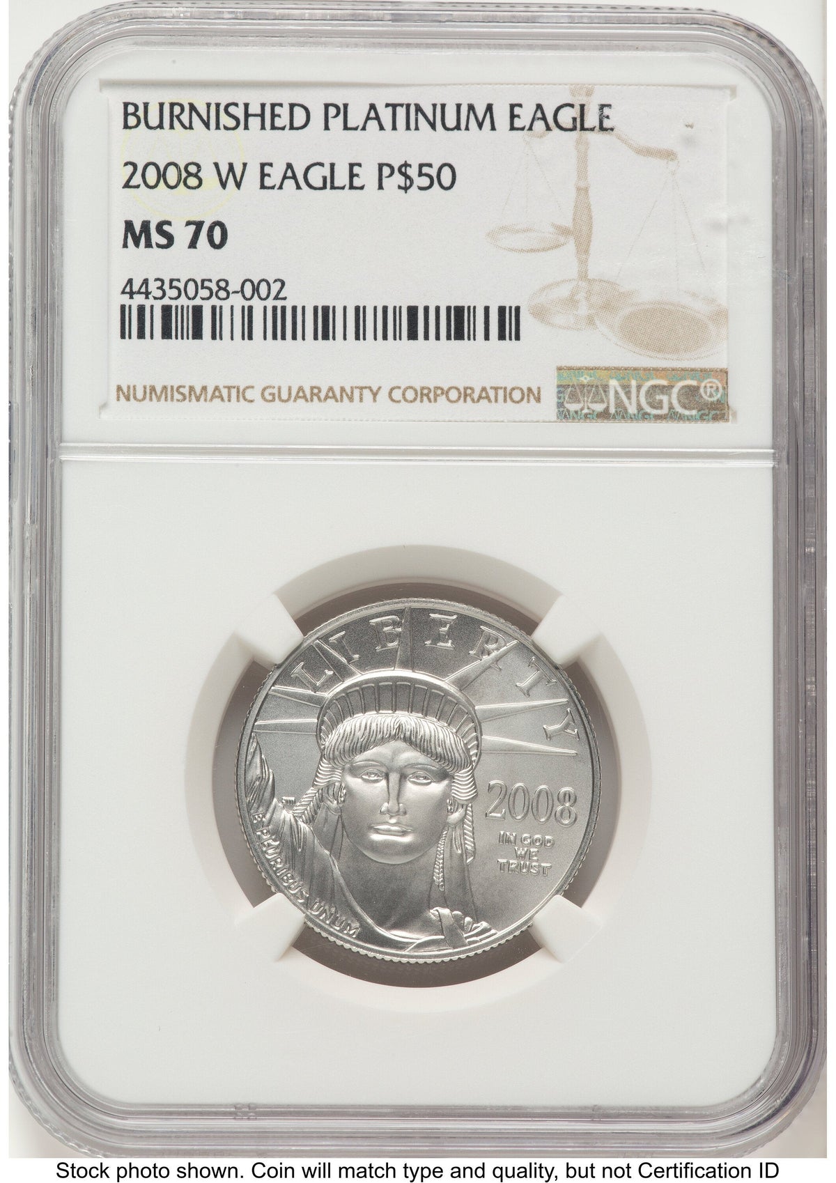 2008-W Burnished Platinum Eagle 1/2 oz Brown Label NGC MS70