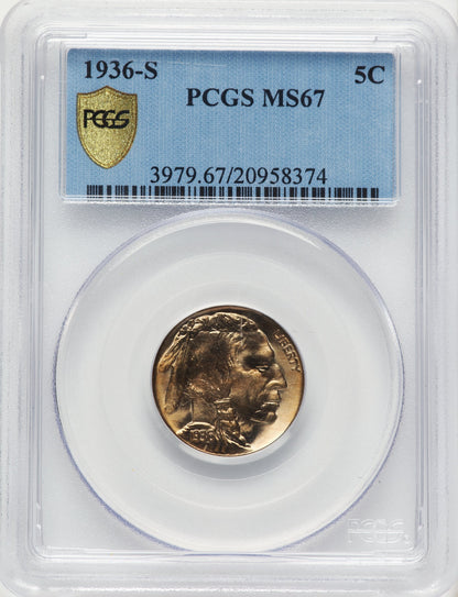 1936-S 5C Buffalo Nickel PCGS MS67