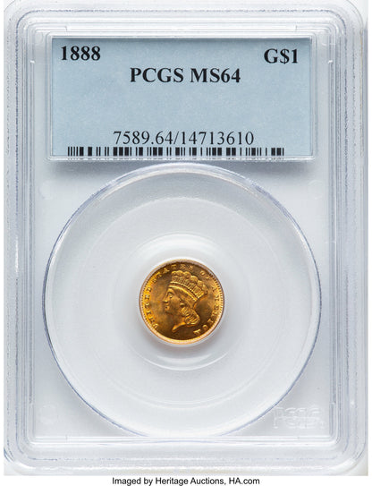 1888 G$1 Gold Dollar PCGS MS64