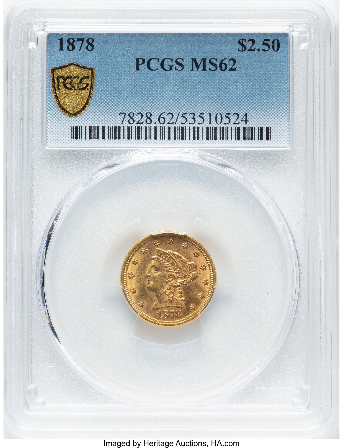 1878 $2.50 Liberty Quarter Eagle PCGS MS62