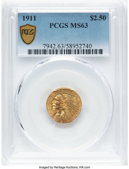 1911 $2.50 Indian Quarter Eagle PCGS MS63