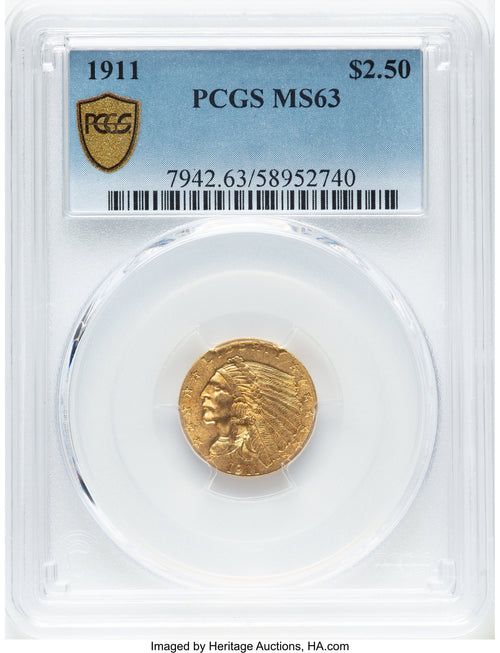 1911 $2.50 Indian Quarter Eagle PCGS MS63