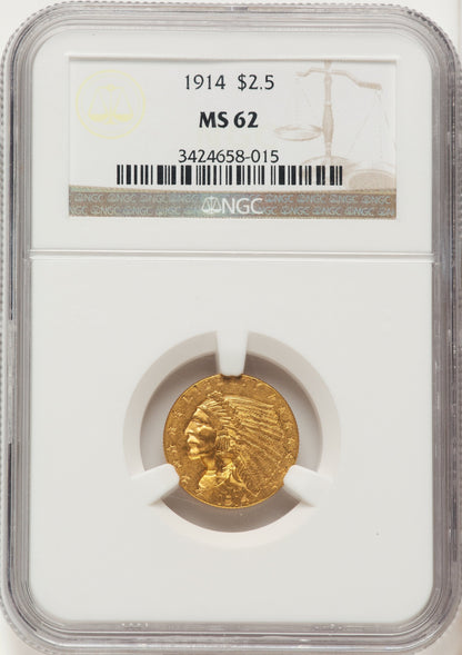 1914 $2.50 Indian Quarter Eagle NGC MS62