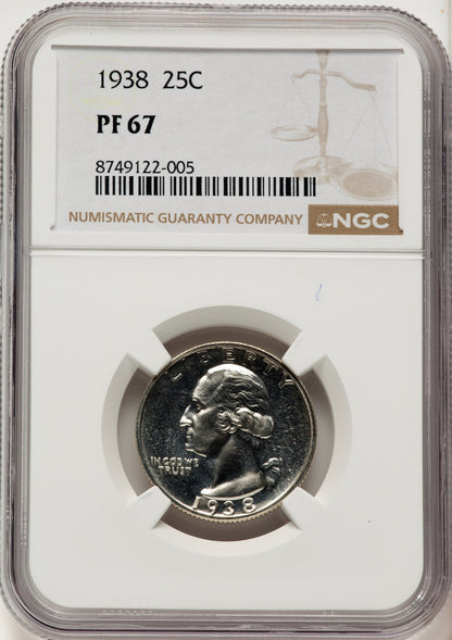 1938 25C Proof Washington Quarter NGC PR67