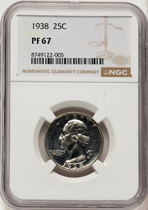 1938 25C Proof Washington Quarter NGC PR67