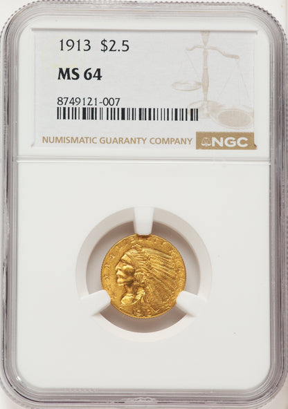 1913 $2.50 Indian Quarter Eagle NGC MS64