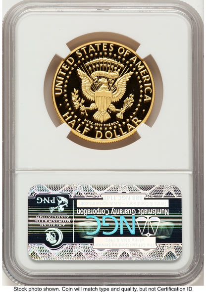 2014-W 50C Gold JFK 50th Anniversary FR JFK Ask Not Label NGC MS70
