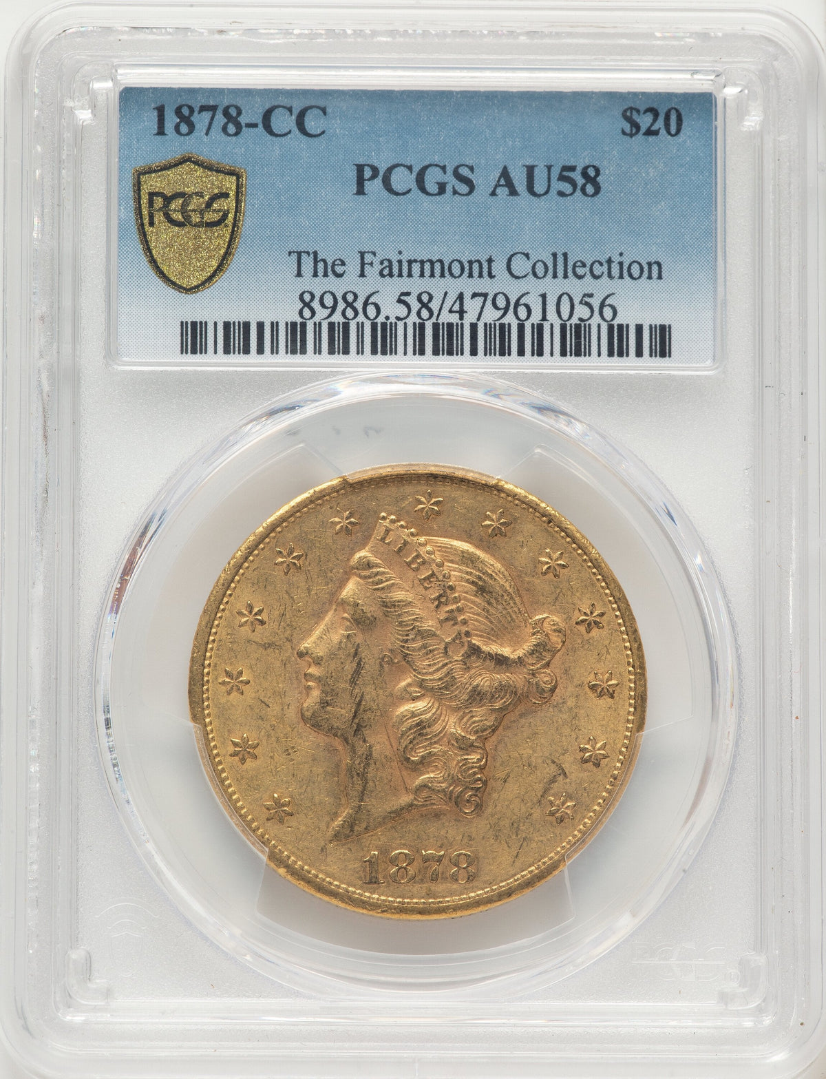 1878-CC $20 Liberty Double Eagle PCGS AU58