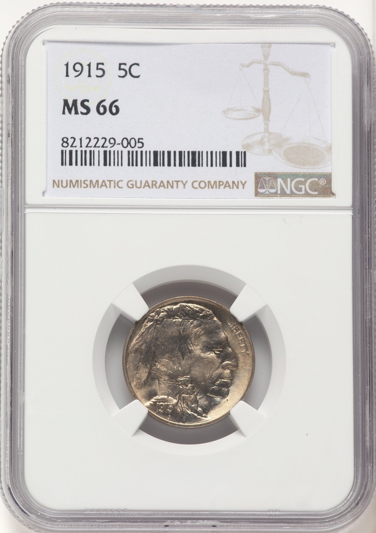 1915 5C Buffalo Nickel NGC MS66