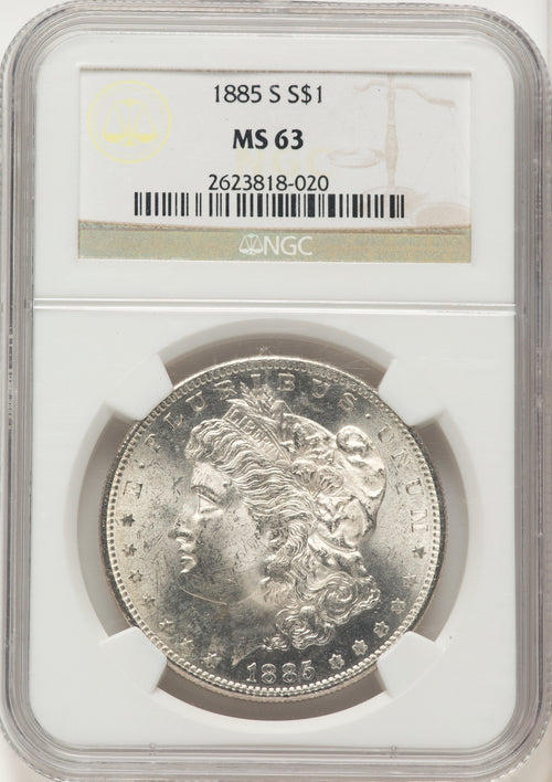 1885-S Brown Label Morgan Dollar NGC MS63