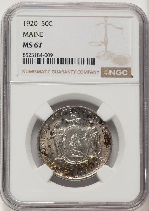 1920 50C Maine Brown Label Commemorative Silver NGC MS67