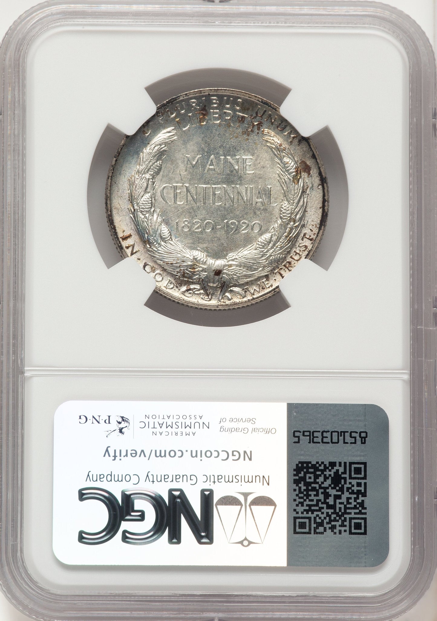 1920 50C Maine Brown Label Commemorative Silver NGC MS67