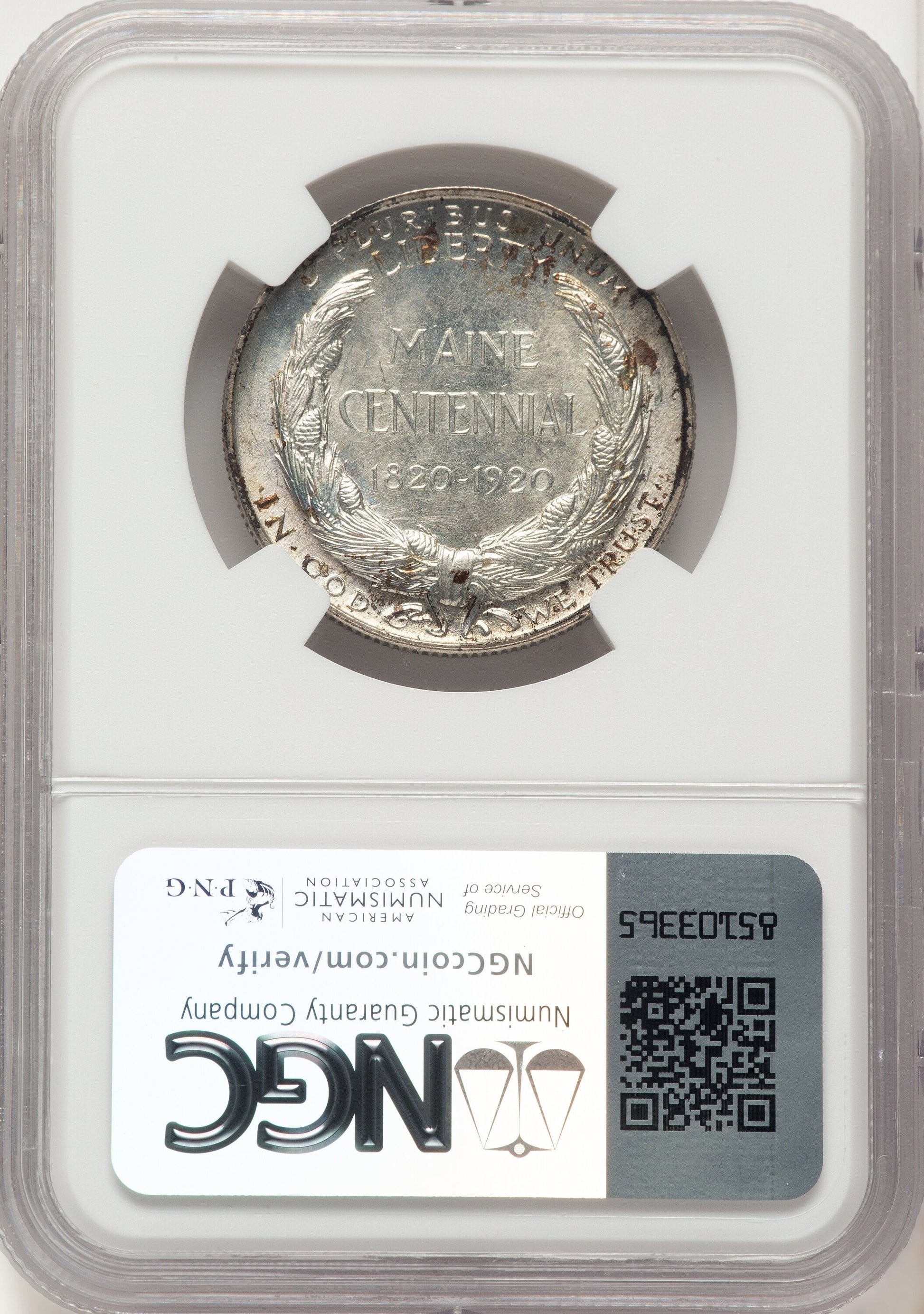 1920 50C Maine Brown Label Commemorative Silver NGC MS67