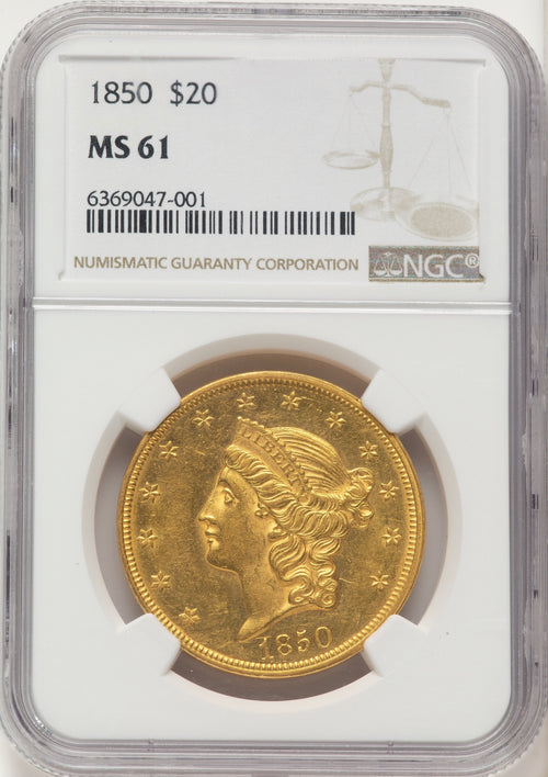1850 $20 Liberty Double Eagle NGC MS61