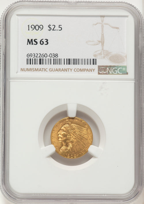 1909 $2.50 Indian Quarter Eagle NGC MS63